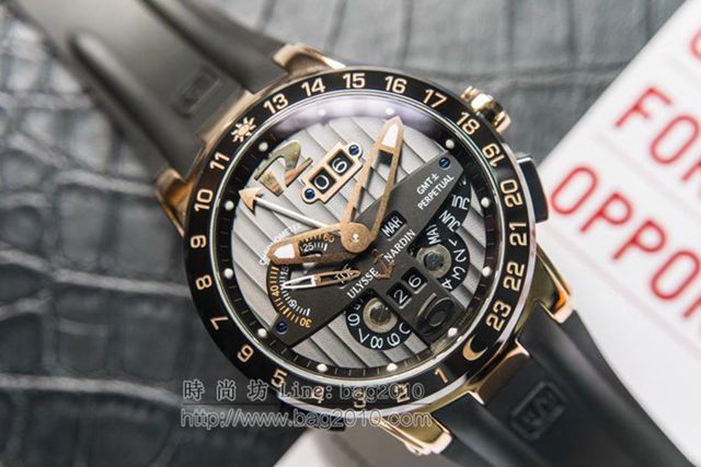 Ulysse Nardin手錶 航海世家 Black Toro萬年曆腕表 雅典萬年曆機械男表 雅典高端男士腕表  hds1285